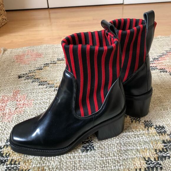 & Other Stories Black and Red Sock Heeled Booties - Picture 7 of 8